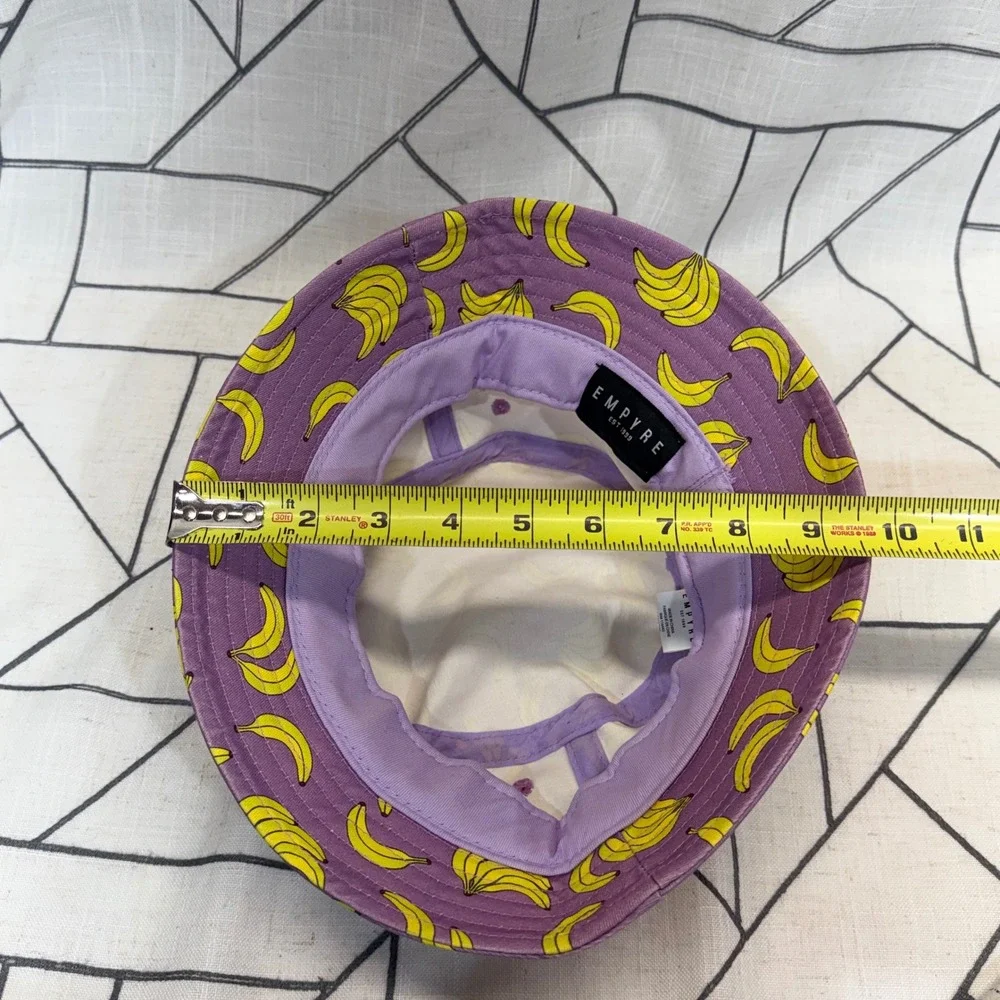 Empyre Bucket Hat One Size Purple‎ Yellow Banana Print Streetwear Sun Hat